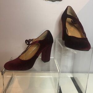 Repot chunky heel Mary Janes in velvet size 8 1/2